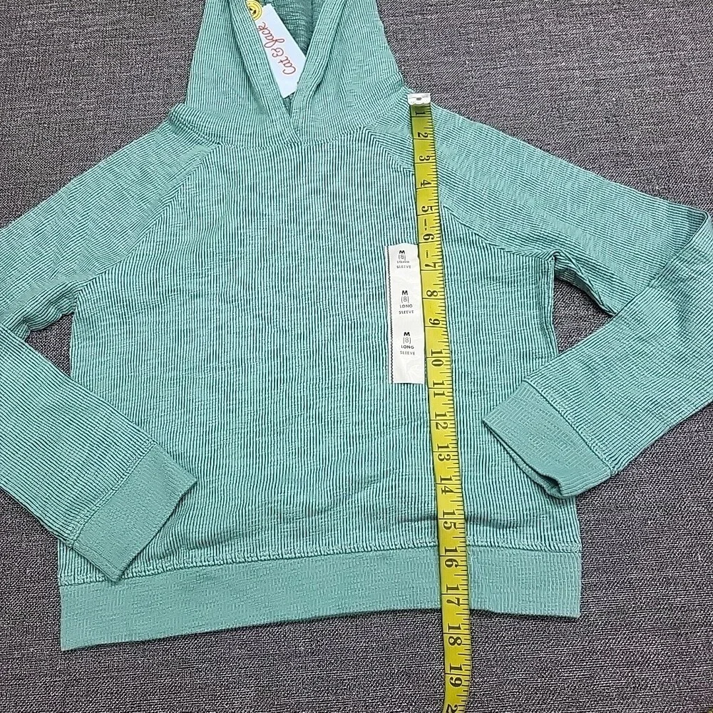 Kids Girls Long Sleeves Lightweight Pullover Hoodie Medium Size Ocean Green